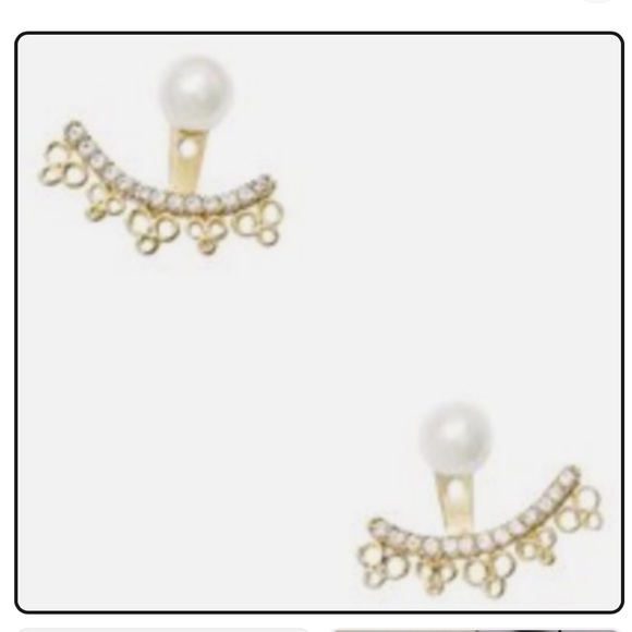 kate spade Jewelry - Kate Spade ♠️ Gold White Pearl Earrings Adjustable Ear Jackets “Chantilly Charm”